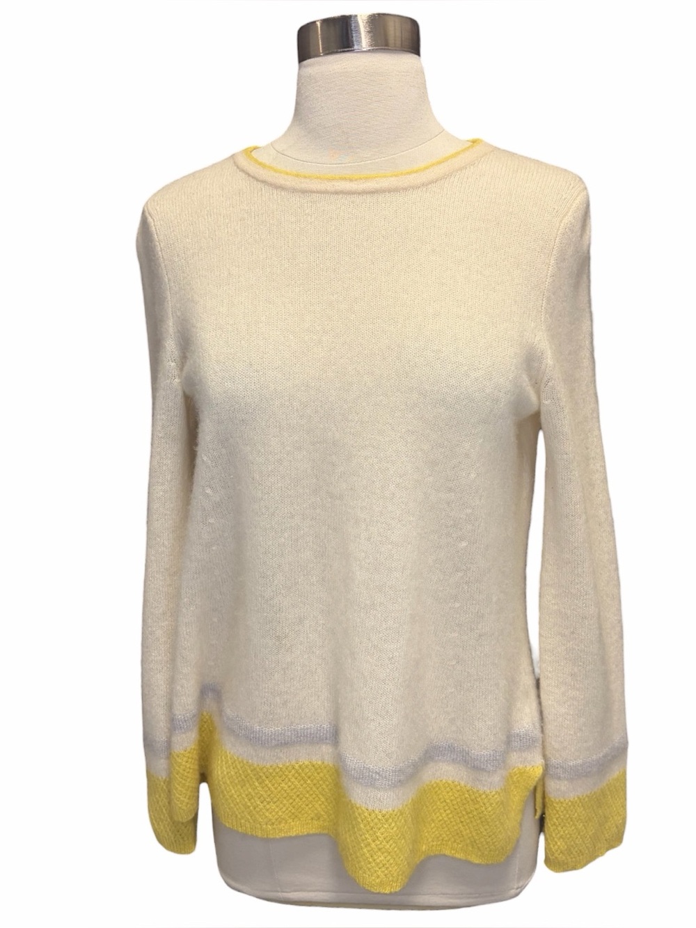 White + Warren Color Block Cashmere Sweater